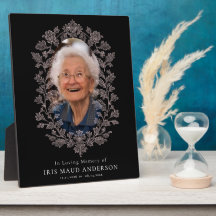 Floral vintage dans la mémoire aimée Plaque Noir