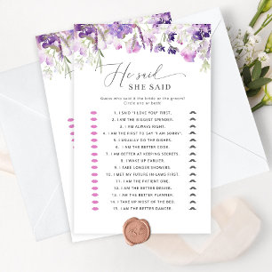 Floral violet Il dit qu'elle a dit jeu de douche n