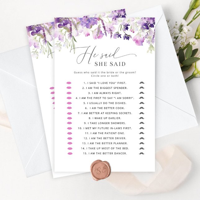 Floral violet Il dit qu'elle a dit jeu de douche n (Créateur téléchargé)