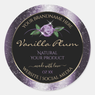 Floral violet noir produit Étiquettes Parties scin