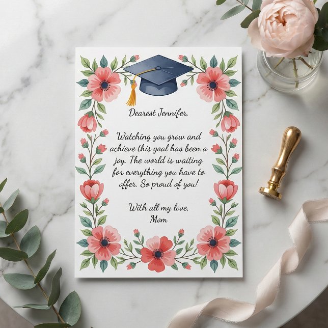 Floral Watercolor Daughter Graduation Poem Card (Créateur téléchargé)