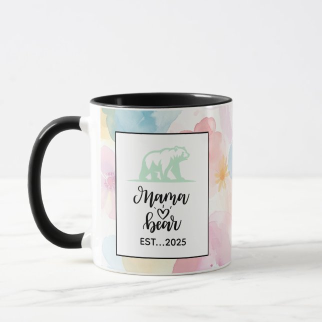 Floral Watercolor Mama Bear Mug Art (Gauche)