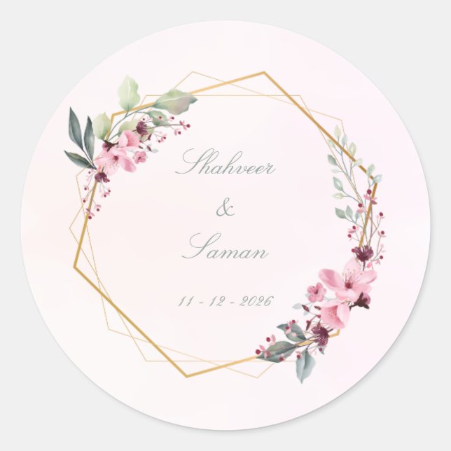 Floral wedding Envelop Seals wedding stickers (Devant)