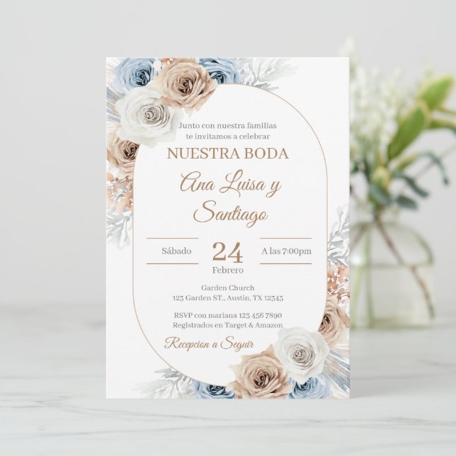 Floral Wedding invitation Invitación boda espa (Debout devant)