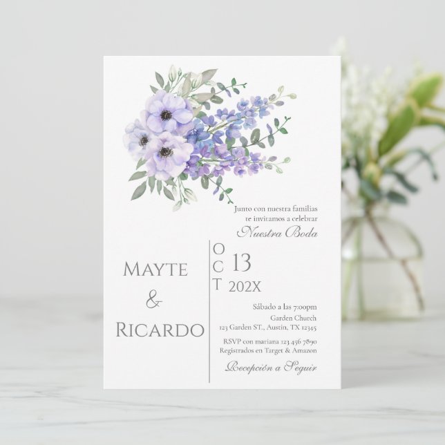Floral Wedding invitation Invitación boda espa (Debout devant)