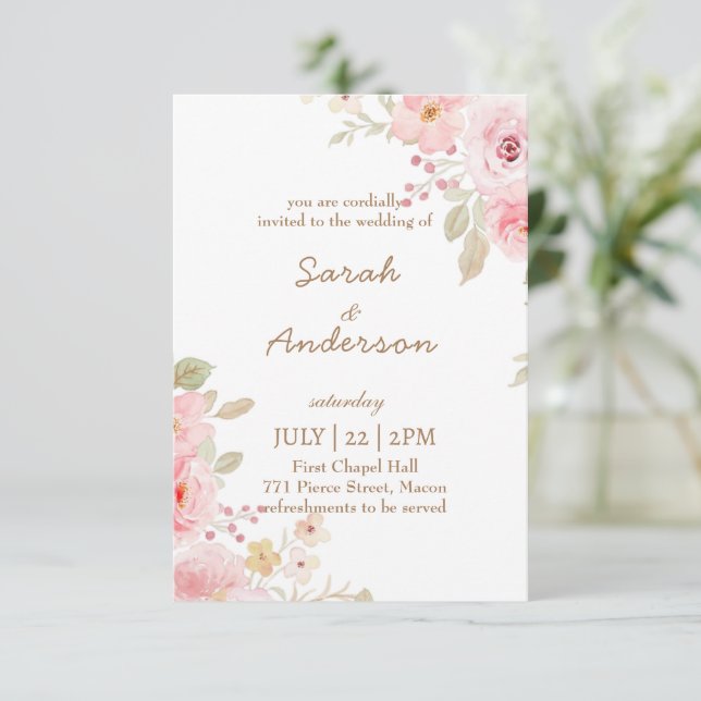 Floral Wedding Invitation Template Wedding  (Debout devant)