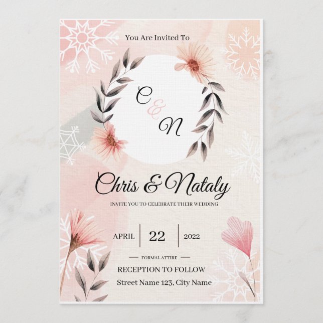 Floral Wedding Invitations (Devant)