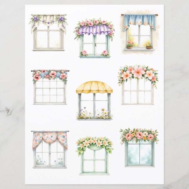 Floral Window Cutout Scrapbook Paper (Devant)