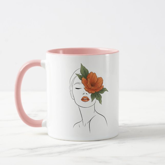  Floral Woman Face Art Mug gift  (Gauche)
