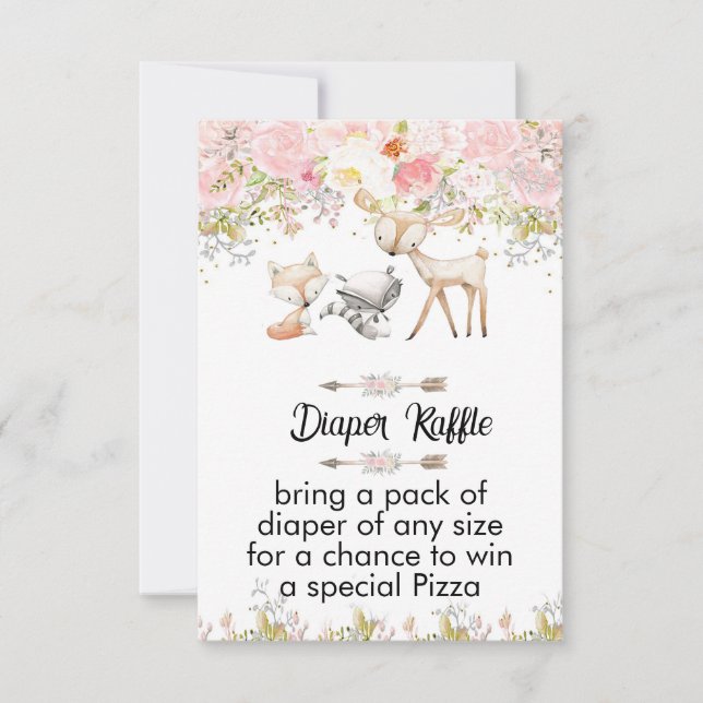 floral woodland animal baby shower invitation (Devant)
