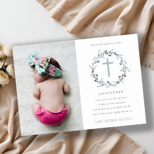Floral Wreath Photo Parrain Proposition Invitation