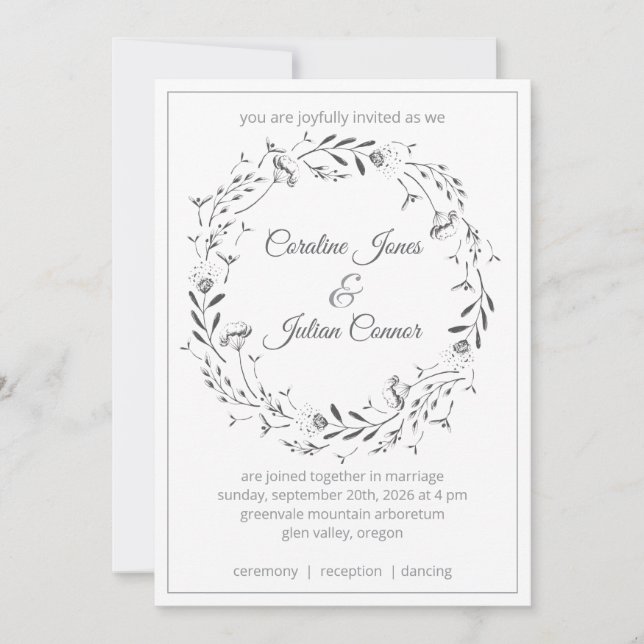 Floral Wreath Wedding Invitation (Devant)