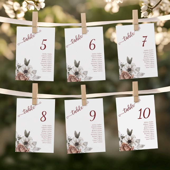 Florales d'aquarelle élégante - Carte de siège cli (Elegant Watercolor Florals - Guest Seating Card)