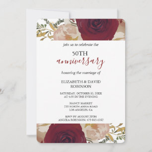 florales fleur 50e anniversaire faire-part de mari