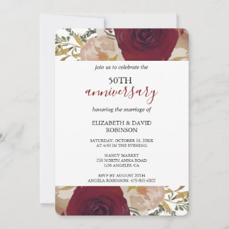 florales fleur 50e anniversaire faire-part de mari