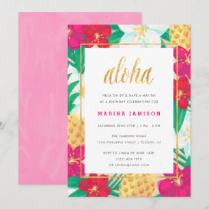 Florales hawaiiennes Invitations de fêtes tropical