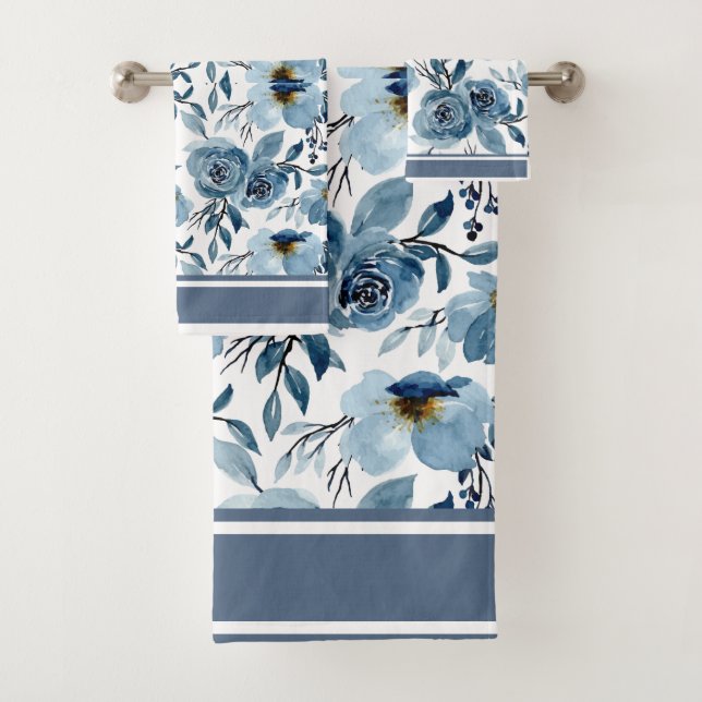 Florals Blue Chou Rose serviette (En situation)