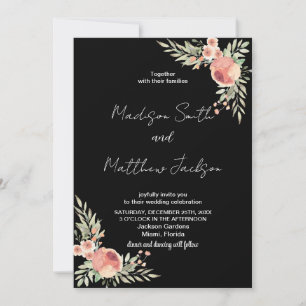 Florals sur le thème noir Mariages Invitations