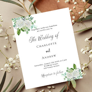 Floraux blancs mariages vert invitation budget