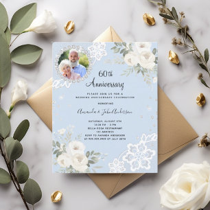 Floraux de diamants bleus 60e faire-part de mariag