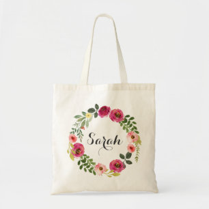 Floraux personnalisés rougissent sac fourre-tout à