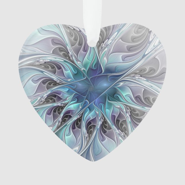 Flore Abstraite Fleur Fractale Avec Coeur Bleu (devant)