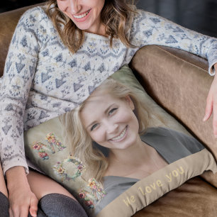 Flore Accent MOM Coussin avec photo personnalisée