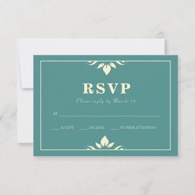 Flore Avec Carte RSVP Bordure (Devant)