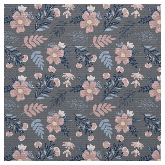 Flore chic sur tissu gris par le triage de graisse (Échantillon)