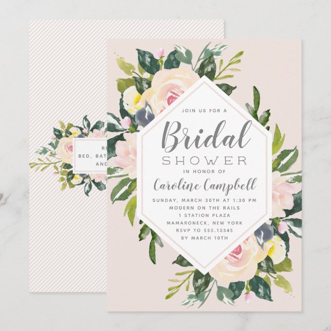 Flore de printemps | Invitation de douche nuptiale (Devant / Derrière)