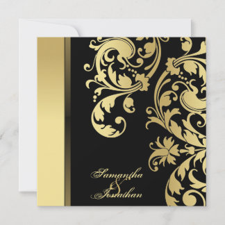 Flore de Shimmer noir et or Faire-part de mariage