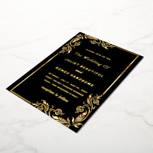 Flore d'huile d'or encadré Faire-part de mariage n