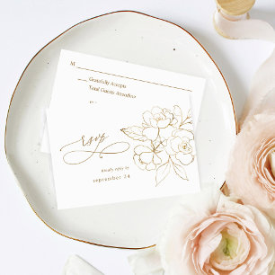 Flore dorée sur blanc et or avec Repas RSVP
