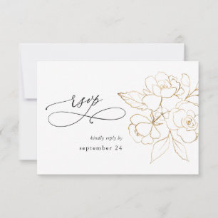 Flore dorée sur blanc w Repas RSVP