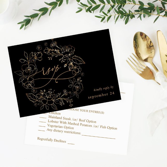 Flore dorée sur Noir & Or avec Repas RSVP 3 (Créateur téléchargé)