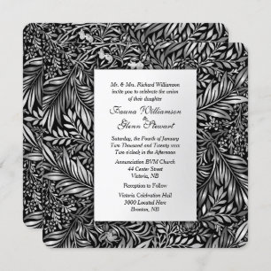 Flore et faune Faire-part de mariage noir et blanc