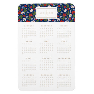 Flore festive dans Marine 4x6 Magnet calendrier an