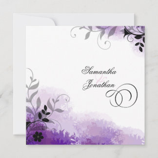 Flore feutrée violette Faire-part de mariage
