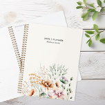 Flore Fleur sauvage moderne simple personnalisé<br><div class="desc">Fleur sauvage moderne simple Floral Personnalisé Planner Carnet</div>