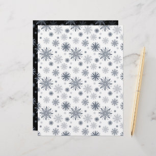 Flore flocon de neige blanc et noir papier à gratt