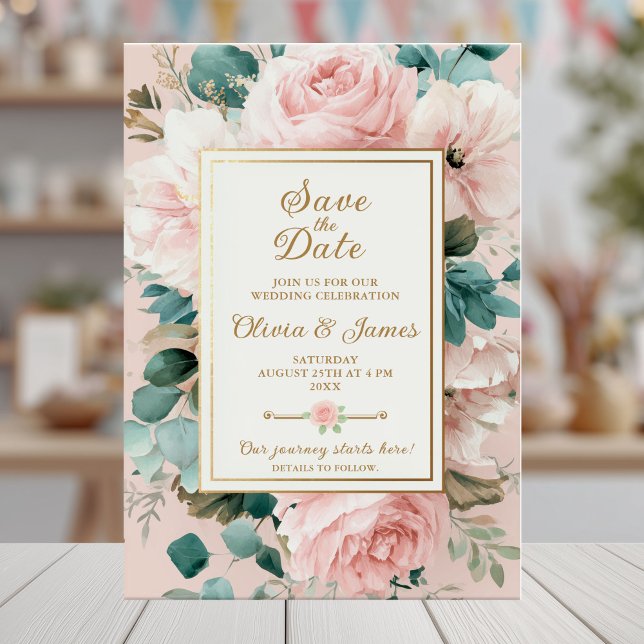 Flore florale vierge enregistrer la carte de date (Créateur téléchargé)