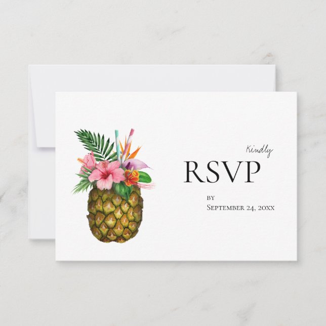 Flore hawaïenne tropicale et ananas RSVP Pas de re (Devant)