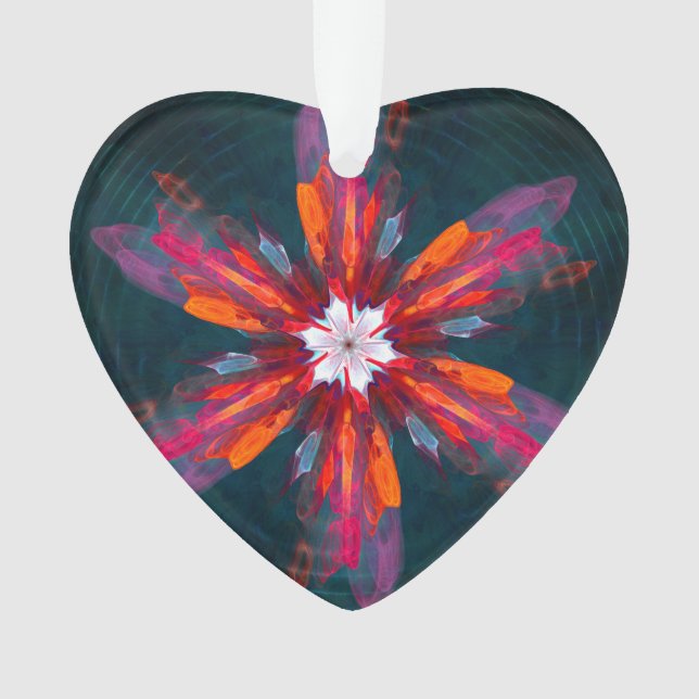Flore Mandala Flowers Orange Red Blue Abstract (devant)