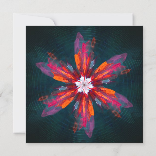 Flore Mandala Flowers Orange Red Blue Abstract (Devant)