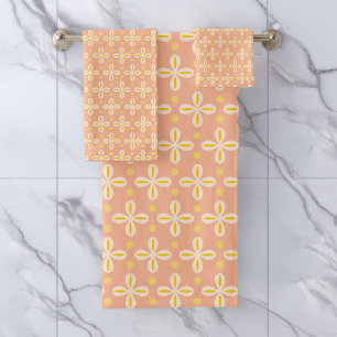 Flore Motif géométrique Peach Crème jaune