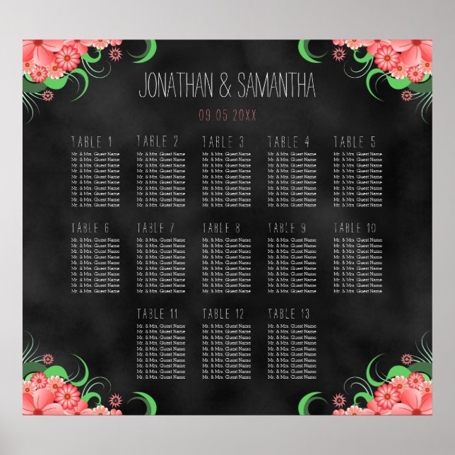 Flore noire et rose do-it-yourself 13 Tableau Tabl (Devant)
