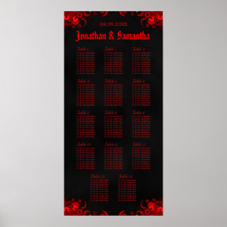 Flore noire et rouge 14 tables Mariages Tableau de