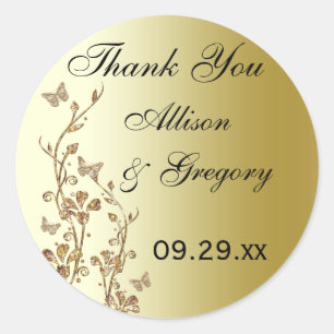 Flore noire, or avec Sticker à papillons