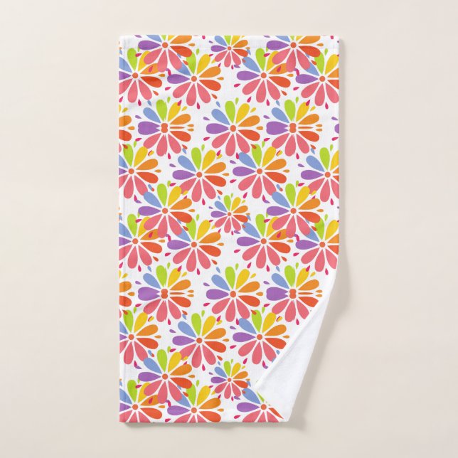 Flore Pétale Designs Fleur Motif Couleurs heureux (Serviette à main)
