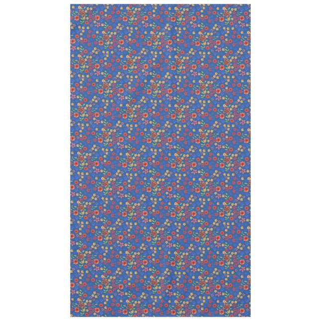 Flore rétro chic imprimé sur nappe bleue (Devant)